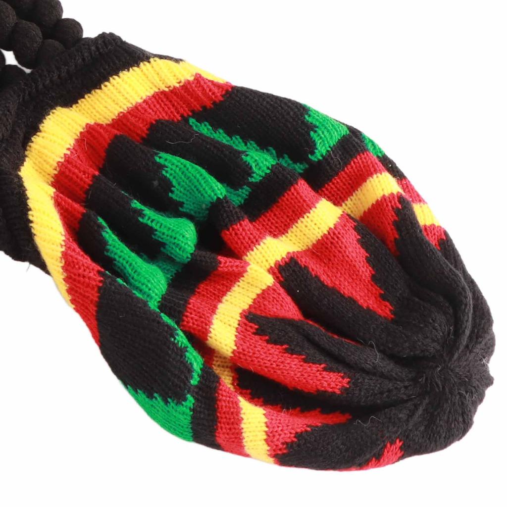 Dreadlocks Perückenmütze Atmungsaktive Strick-Baskenmütze mit langer schwarzer Dreadlocks-Perücke für Sommer, Winter, Halloween-Party