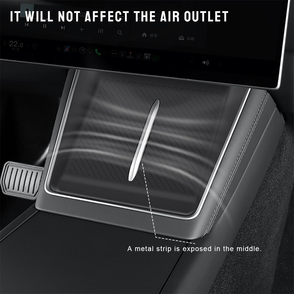 Center Console Wireless Charging Silicone Phone Pad Twill Mat Easy Clean For Tesla Model Y L LWB 2026 Long Wheelbase