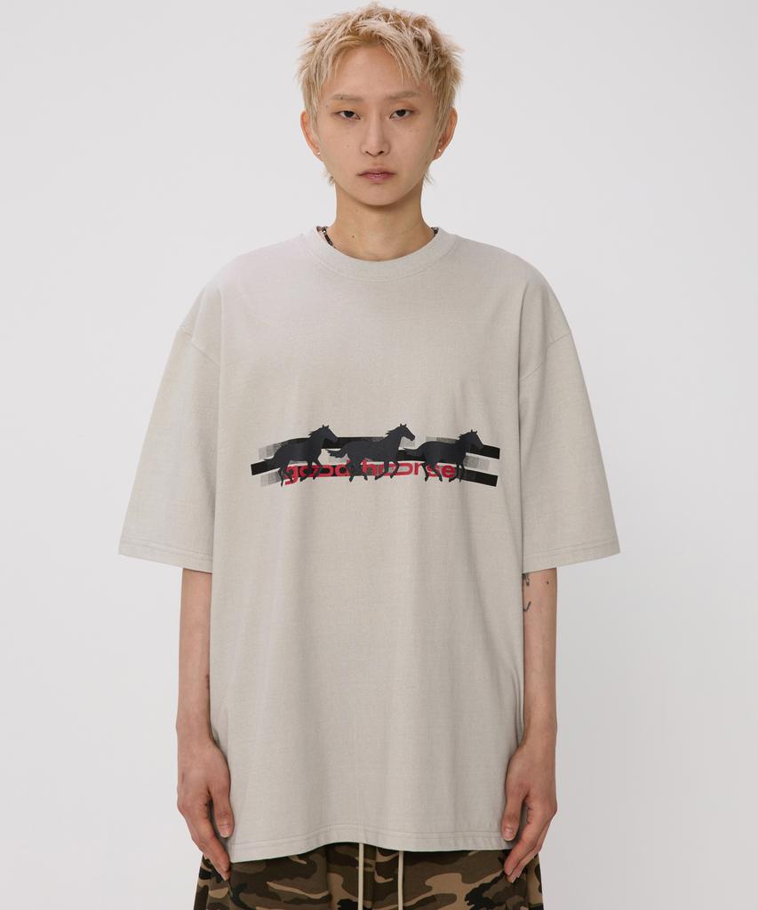 BOUNDARY Pigment Goodhorse Oversized Short Sleeve T-Shirt [Washed Beige]