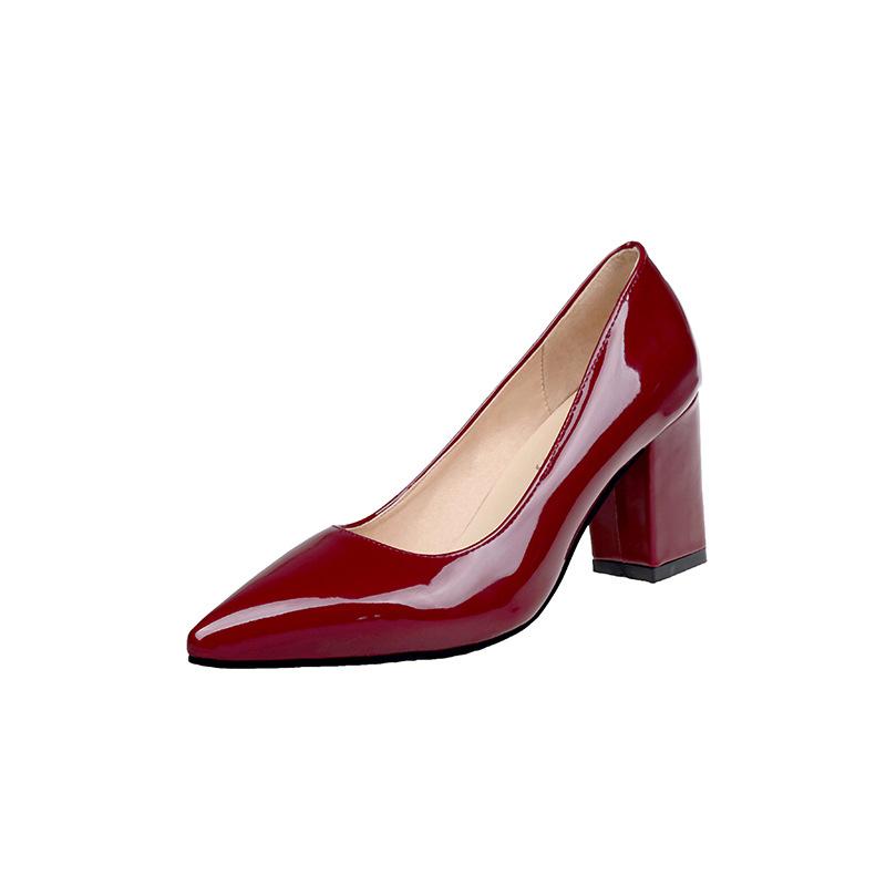 High heels women's new women's shoes spring pointed head shallow mouth single shoes women's thick heel middle heel fashion shoes size 43