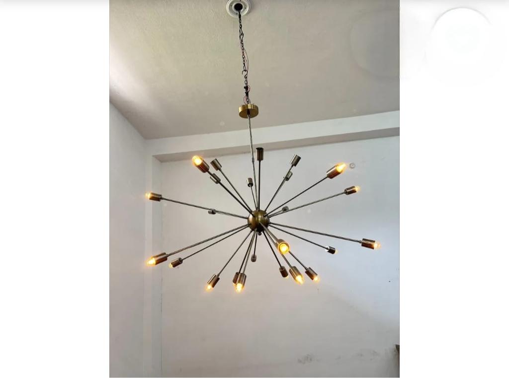 24 Light Elegant Ceiling Flush mount light Pendant Mid Century Modern Raw Brass Sputnik chandelier light Fixture