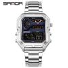 Sanda Men's Multifunctional Waterproof Electronic Watch with Night Light, Fashionable Countdown Timer, and Snooze Feature.