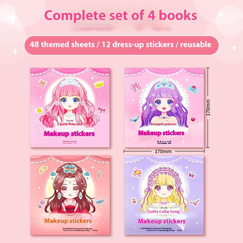Prinzessin Anzieh-Stickerbuch für Mädchen Niedliches Anziehen Kinder Lernspielzeug Schönheits-Make-up-Buch