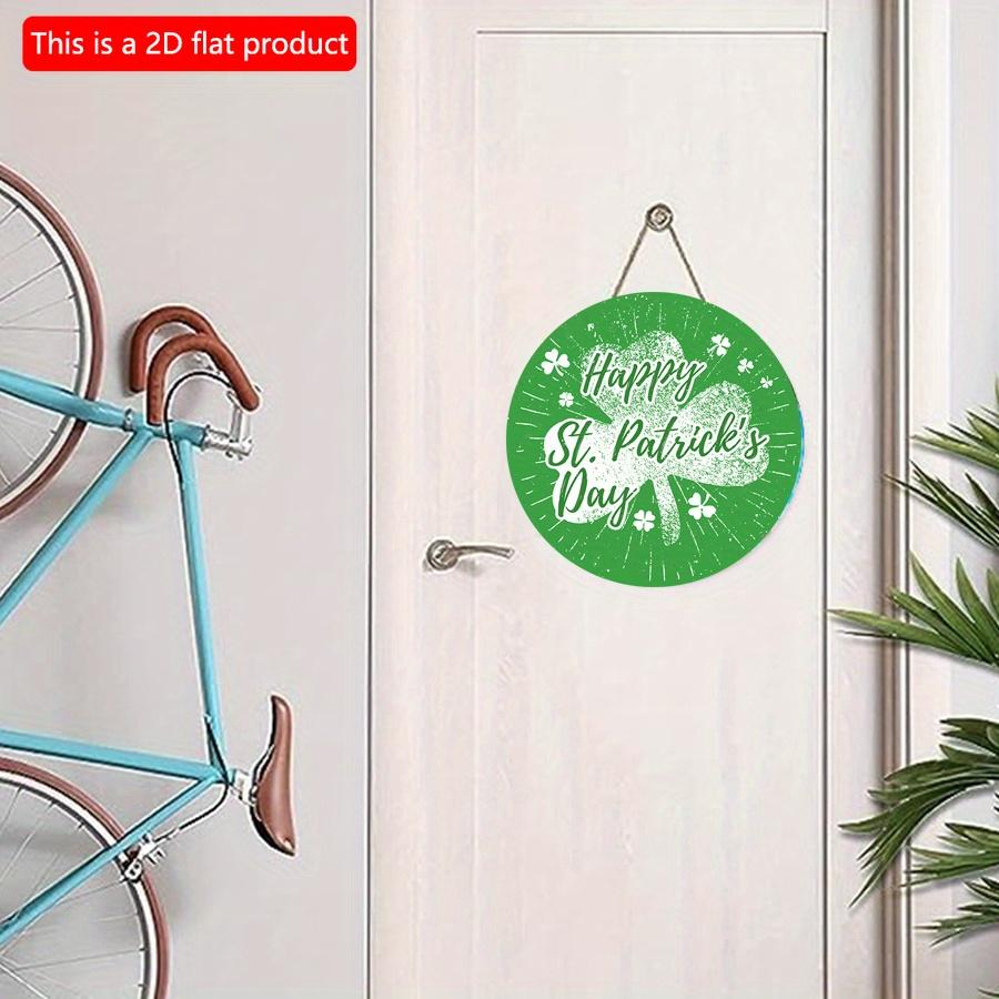 2D flat 20*20cm1pc Happy St.Patrick'sDay Three-leaf clover patterns hanging wooden sign Wall decoration, St.Patrick'sDay round door Pendant Suitable