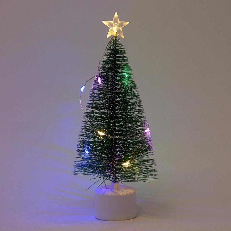 Tabletop Christmas Tree Mini Artificial Christmas Tree with LED Multicolor String Lights for Holiday Home School Office