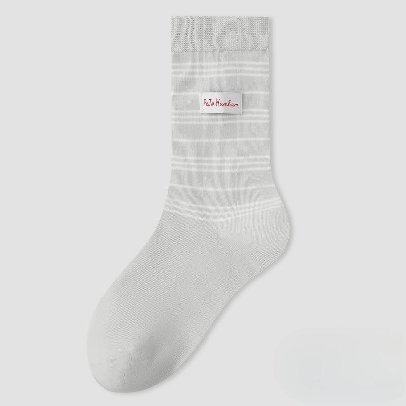 

Female Spring and Autumn Pure Cotton College Wind Boneless Breathable Tube Stack Socks 1 pair серый