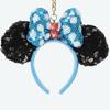 Disney Sequin Headband Keychain Tokyo Disney Resort Exclusive Blue Dot Ribbon Keychain