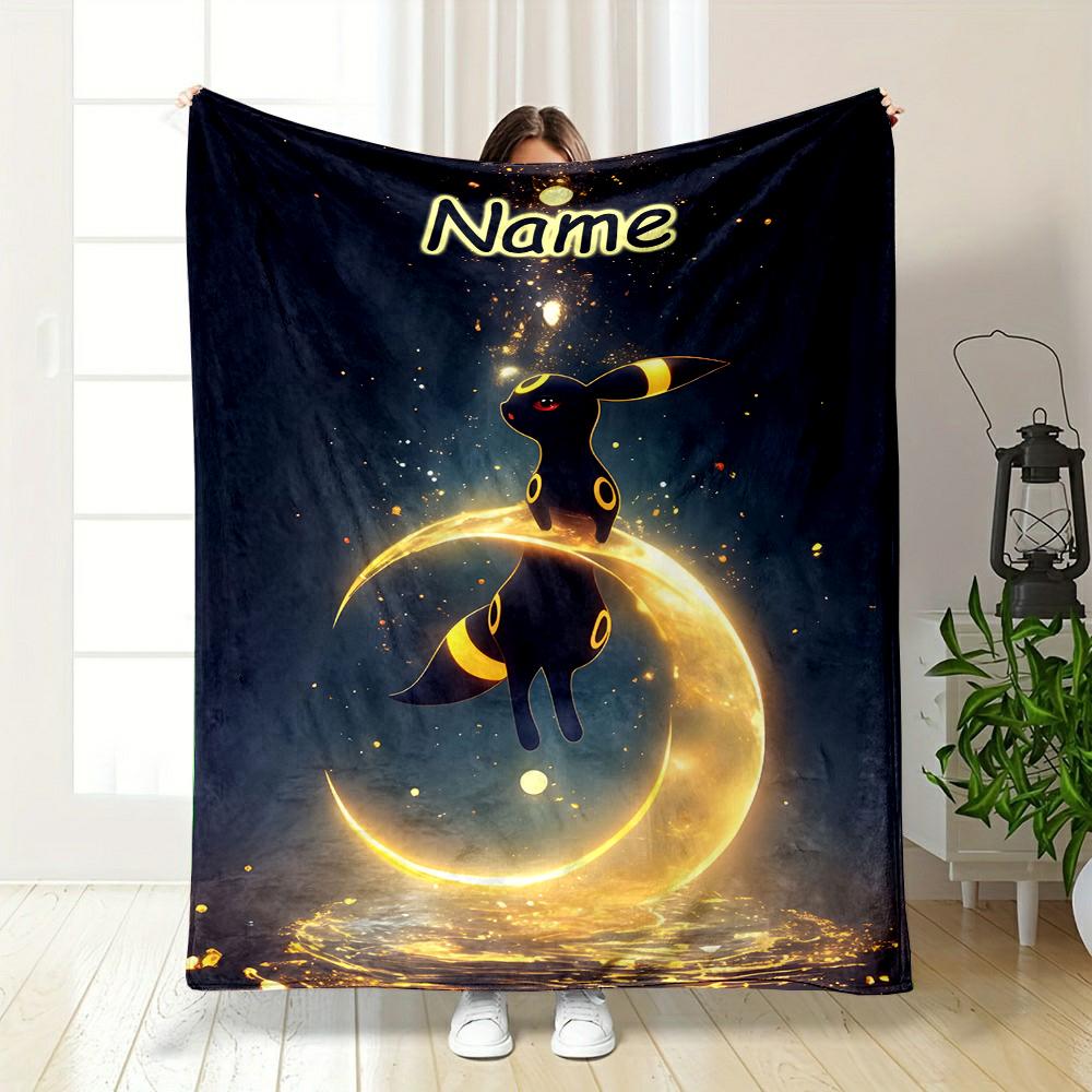 DIY Blanket P0kem0n Umbreon Printed with Name All Seasons for Couch - Super Soft Cozy Blankets for Women, Cute Gifts for Girls