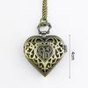 Women Vintage Hollow Heart-Shaped Pendant Long Chain Necklace Cute Pocket Watch