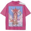 Unisex Beige Washed Vintage T  Shirt Dragon Ball Gyojin Kaioh Poseidon Style High  Quality Fabric for Casual Shopping