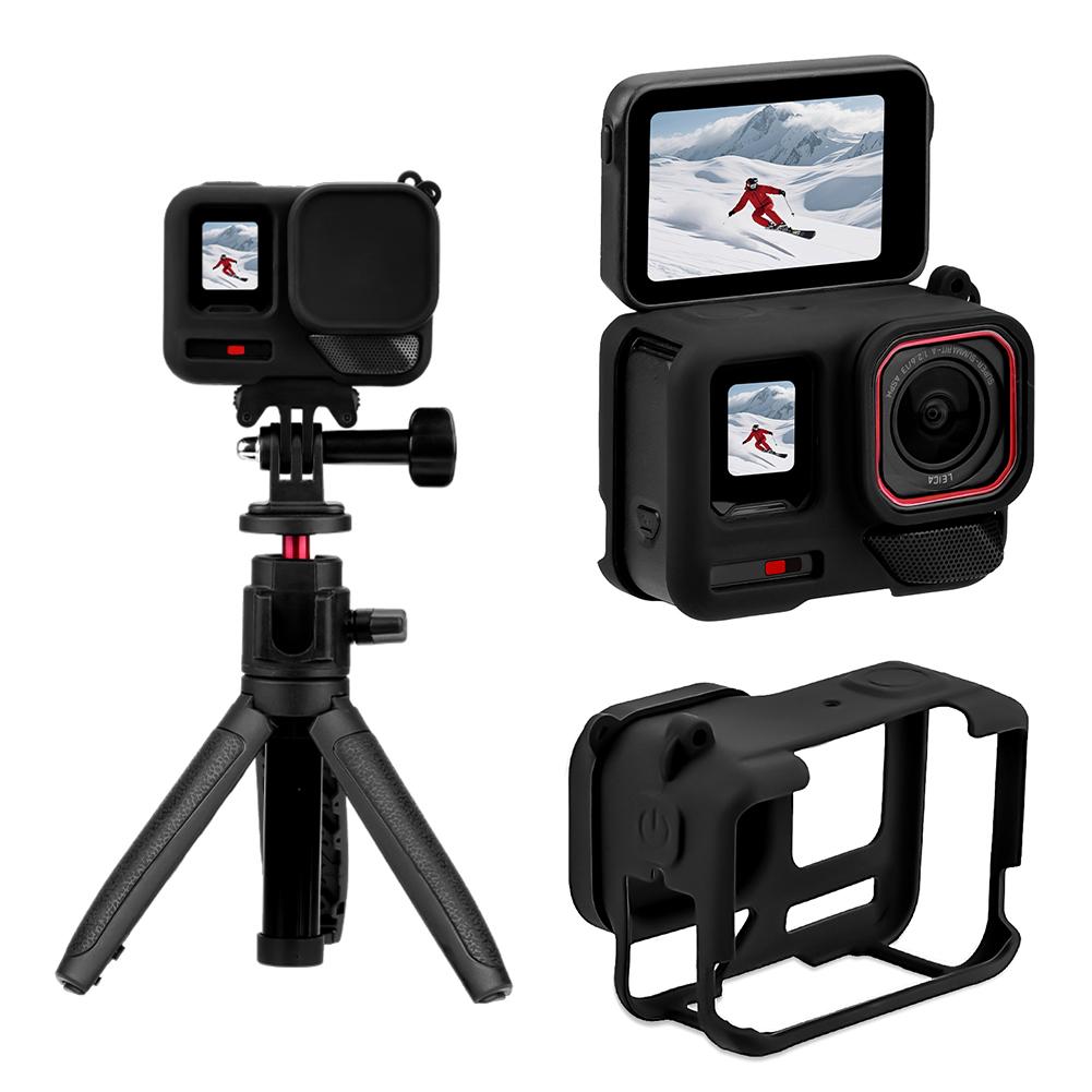 For Insta360 Ace Pro2 Rubber Camera Shell with Lens Cap Cover Camera Protector Case Portable Protective Case Camera Accessories