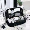 1pc Black Checkerboard Grid Large High Value Storage Pencil Bag Stationery Box