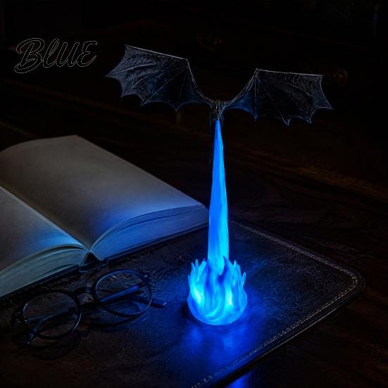 Fantasy Book Nook Dragon Shelf Light Printed 3D Dragon Bookshelf Fire-Breathing Flying Accent Lamp LED Ambient Lighting with Flame