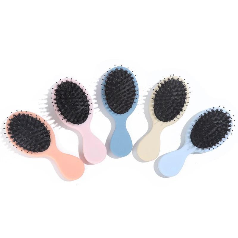 UUYP Customized Logo Mini Ionic Paddle Hair Detangle Brush with Cotton Bag Case Packaging Bulk Boar Bristle Model T002