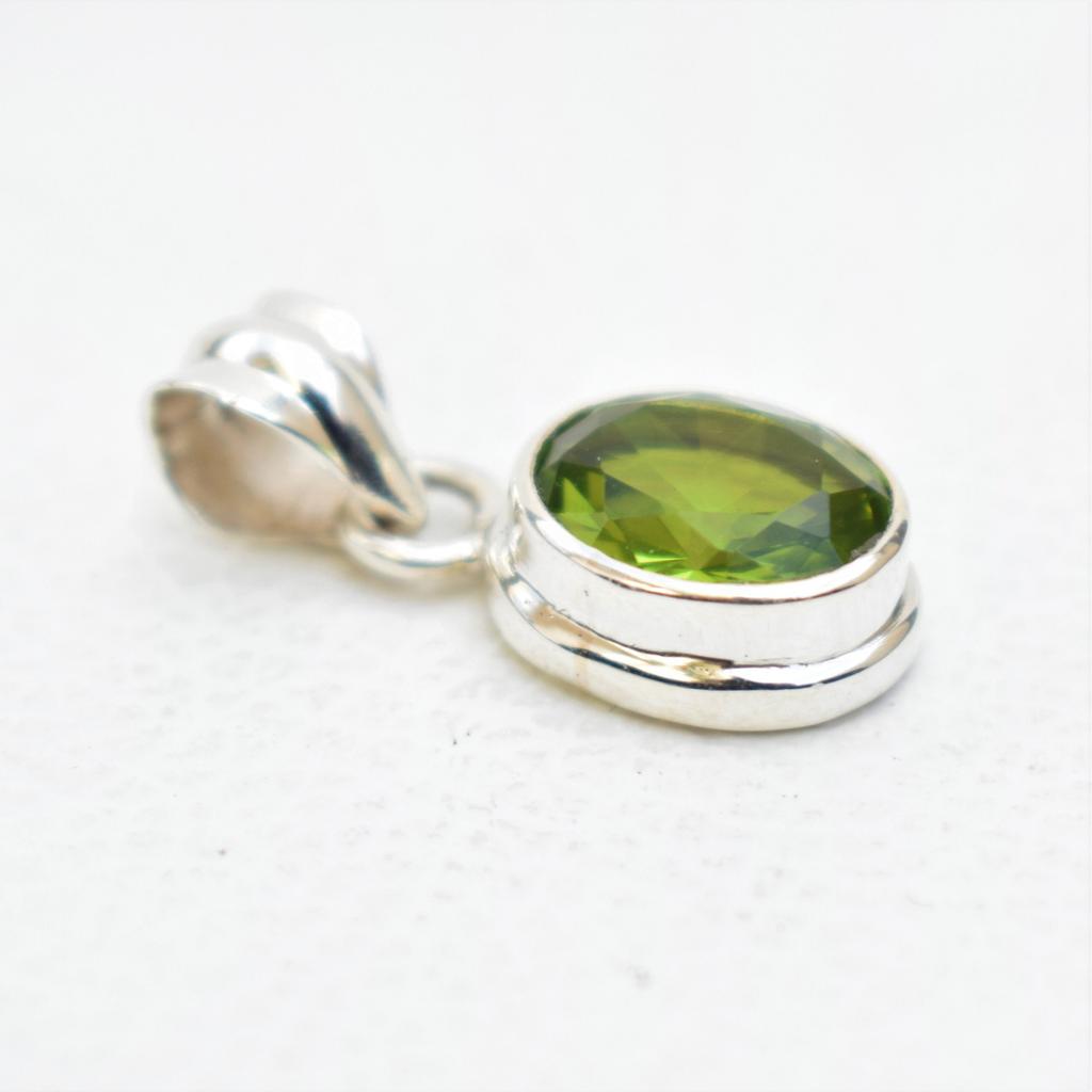 Natural Peridot Pendant-Handmade Silver Pendant-925 Sterling Silver Pendant-Oval Peridot Pendant-Anniversary Pendant-August Birthstone