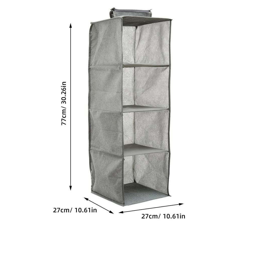 Foldable Cotton Linen Hanging Organizer For Closet 4-Layer Storage Bag Fabric Organizer Shelf Closet Organization