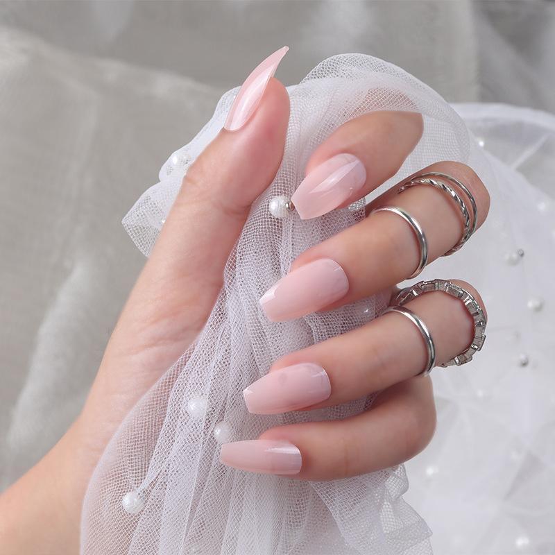 24pcs/set DIY Quick Nails Short Ballet Glossy False Nails Multicolor Strips Finished Wear Manicure