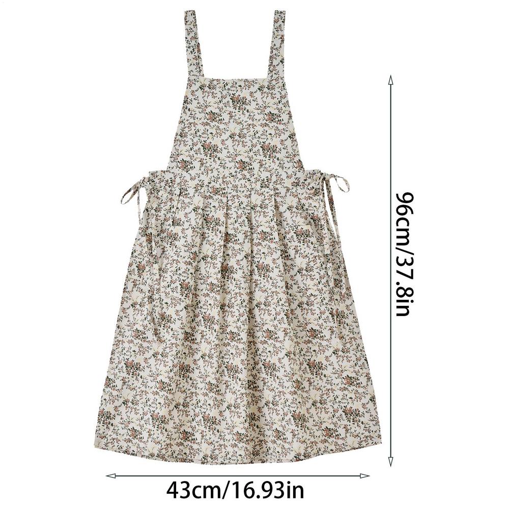 

Aprons For Cooking Floral Garden Vintage Pinafore Adjustable Waterproof Stain-Resistant Cotton Pocketed Aprons For Gardening белый