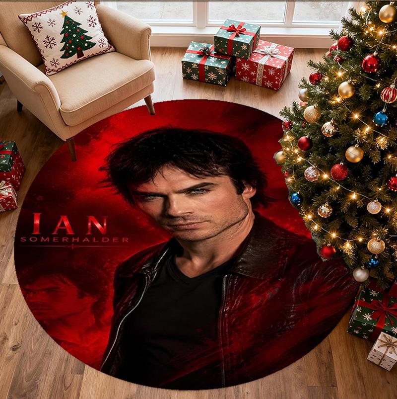 Damon Salvatore Pattern Round Rug, Indoor/Outdoor Mat, for Picnic, Gameroom, Bedroom, Office, Living Room, Home Decor Carpet, Birthday Gift