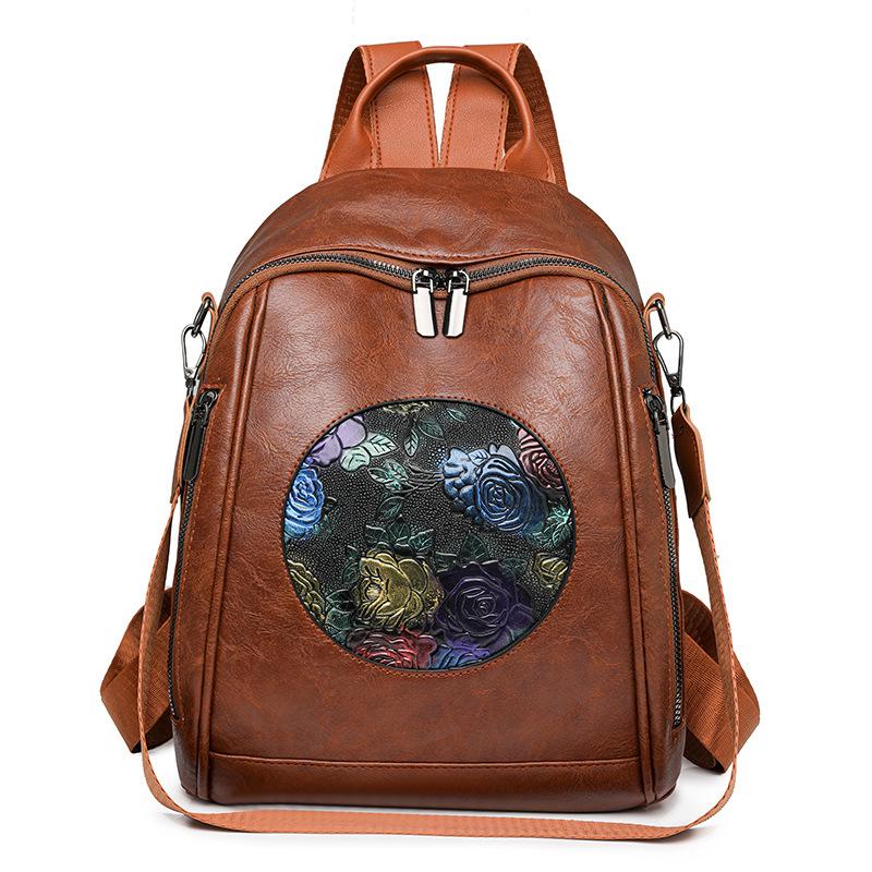 PU Soft Leather Backpack Female Fashion Large Capacity Backpack Travel Bag