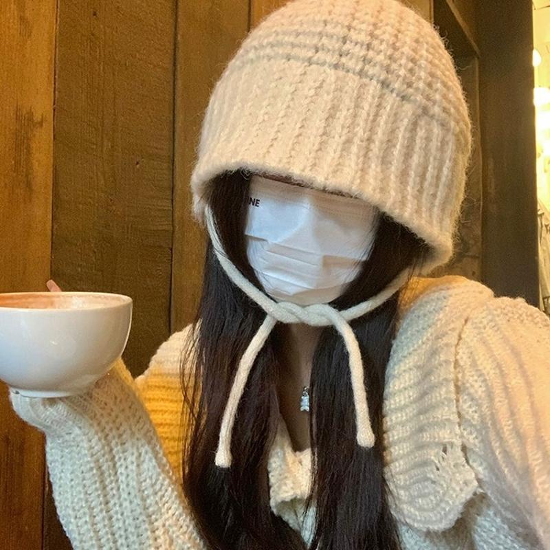 Korean Versatile Bucket Hat Winter  Keep Warm Earmuff Casual Knitted Hat For Women