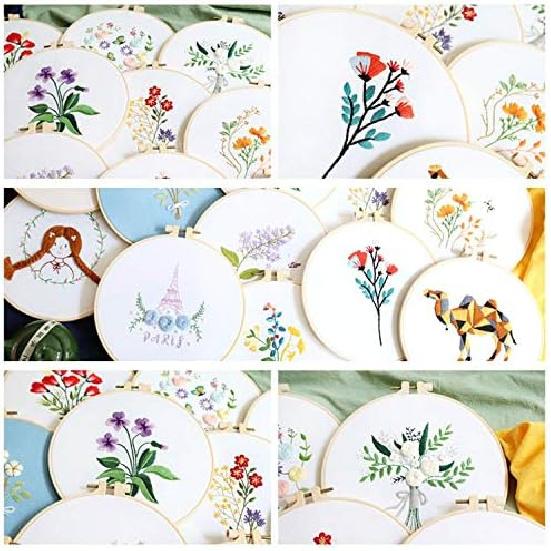 1 Set Full Range of Embroidery Starter Kit with Pattern, Stamped Embroidery Kit - DIY Beginner Starter Kit for Art Craft Handy Sewing for Beginner