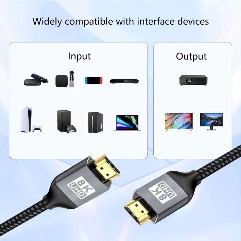 8K HDTV Port 2.1 Cable 48Gbps Delivers 8K60hz UHD Video with Dynamic eARC and eARC for Home Theater Systems