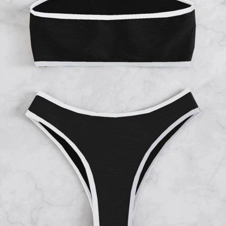 Moda de Bañadores para Mujer 2025 Europeos y Americanos sin Tirantes Hombros Descubiertos Adelgazantes