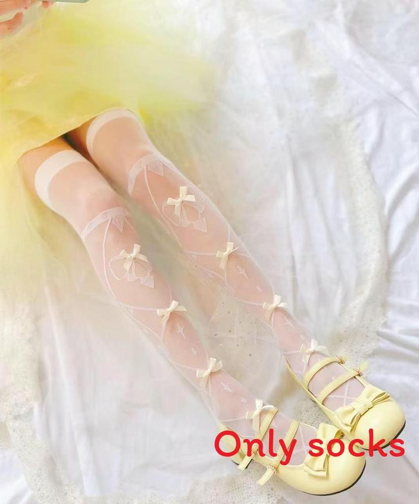 Lolita Overtheknee Stockings With Butterfly Bow Summer Sheer Nylon For Women