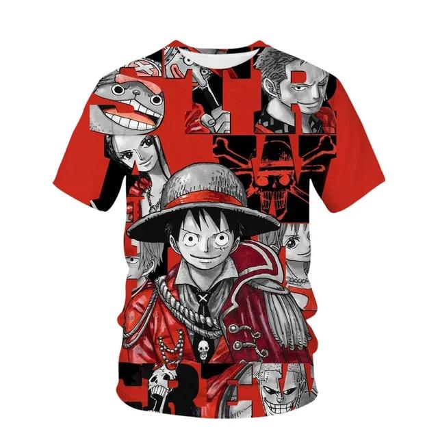One Piece Children's 3D Printed Cartoon T-Shirt O-Neck Short Sleeve T-Shirt Luffy 3D Sportswear Top Women Men