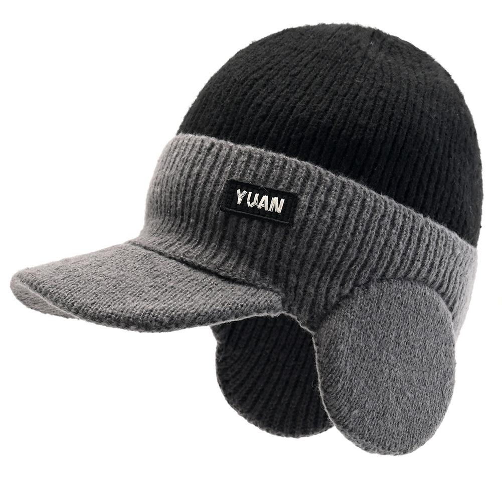Men's Winter Baseball Cap with Ear Flaps, Dad Hat Thermal Ear Protection Knit Baseball Cap for Men Outdoor Sports Walk Running