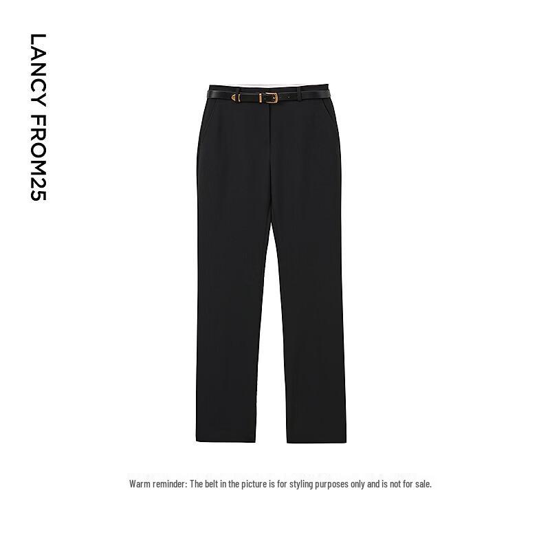LANCY Women's High-Waist Black Commuter Suit Trousers