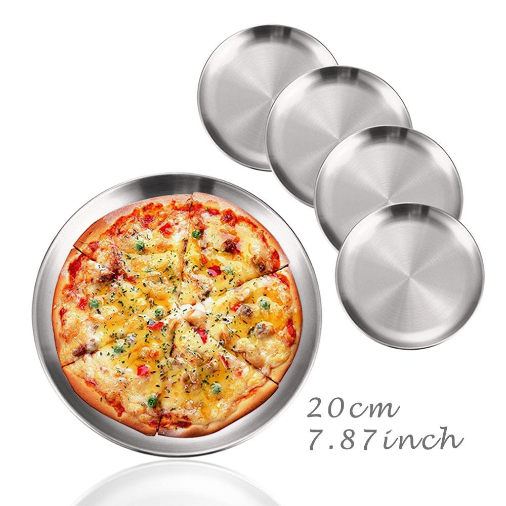 

5Pcs/Set Golden Stainless Steels Round Plate Rust-Proof Shallow Tray Plate Camping Plate BBQ Picnic Dishes Cookware