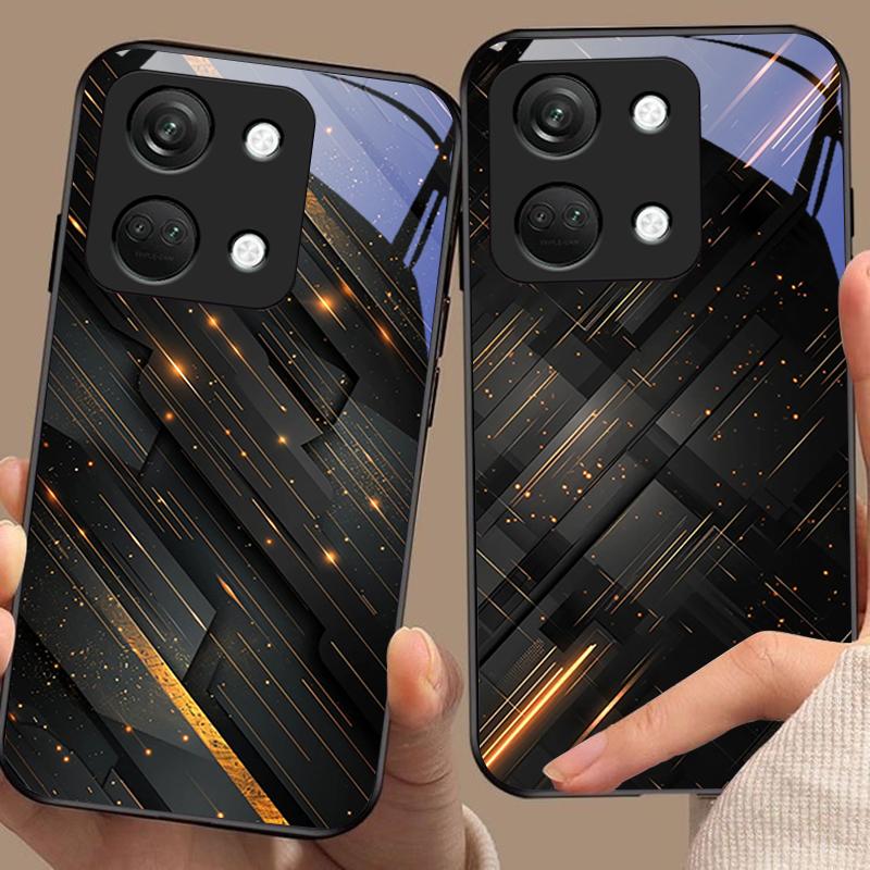 Meteorická zlatá korálka Pro OnePlus Nord 3 5 6T 7 Pro 8 12 10T Reno8 Lite 5G 10R Nord N30 Pevný kryt Tvrzené sklo Pouzdro na telefon Černý