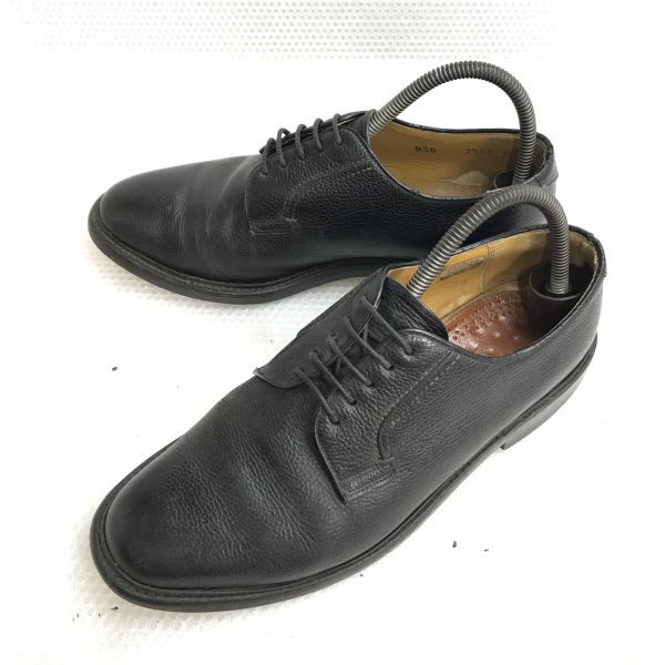 

USED/80s-90s Japan GoodYear welted pebble leather plain toe 25.0 black business dress shoes