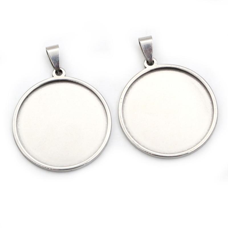 5pcs Never Fade Stainless Steel 20 25 30 35 40mm Inner Size Pendant Cabochon Base Cameo Blank Setting Charm Tray for DIY Jewelry