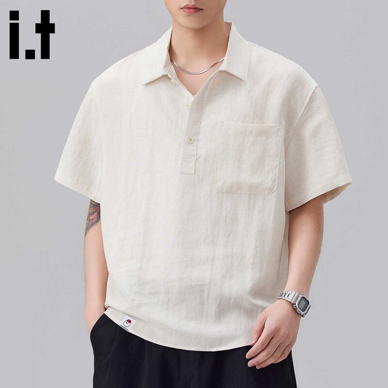 :CHOCOOLATEit Men s Summer Linen Blend Polo Shirt 2XL
