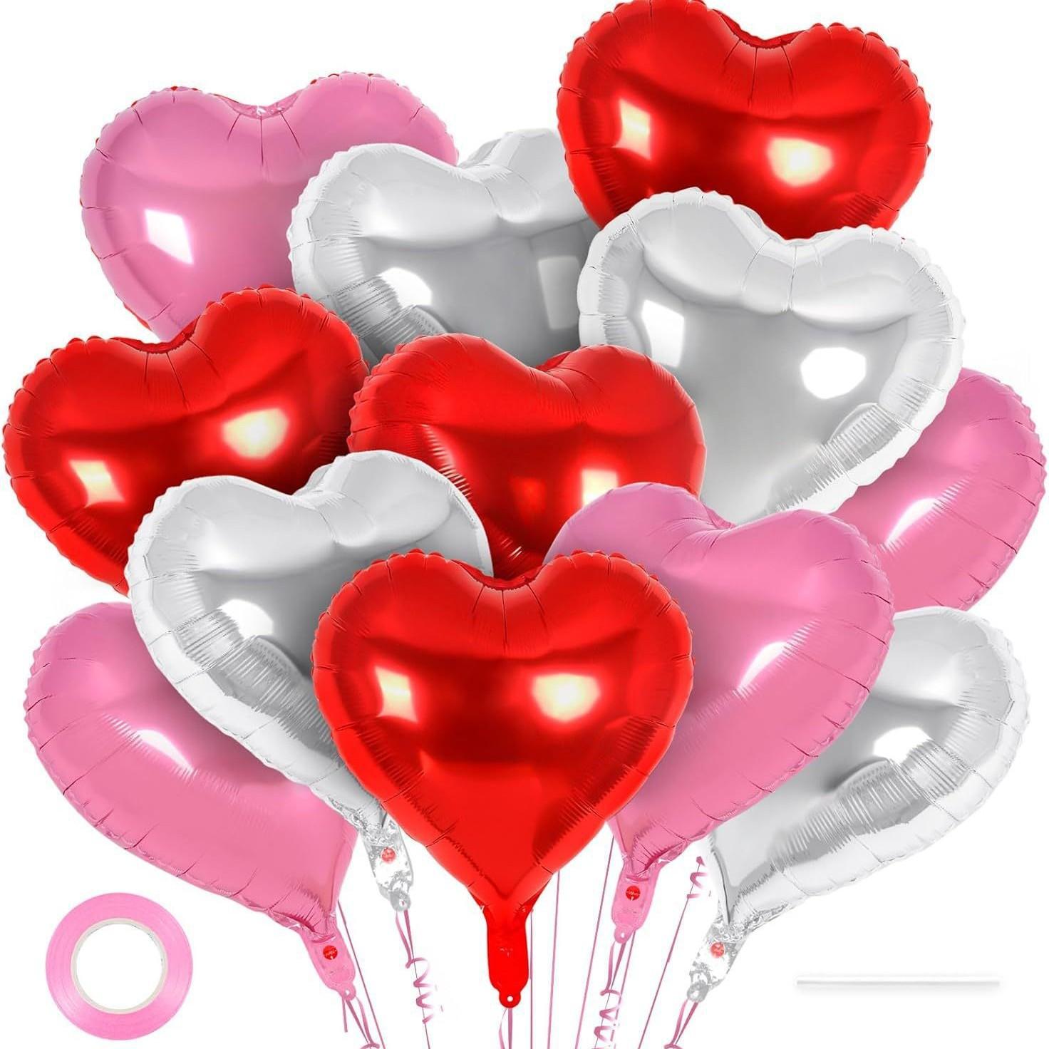 

12 шт. Красных воздушных шаров в форме сердца, 18-дюймовые фольгированные воздушные шары в форме сердца, воздушные шары с любовью, воздушные шары ко Дню святого Валентина для украшения дня рождения, свадьбы, Дня святого Валентина 18-inch mixed color suit