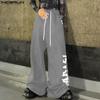 INCERUN Men Elastic Waist Drawstring Print Loose Wide Legs Pants Casual Sport Trousers