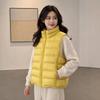 Autumn and Winter New Stand-up Collar Ribs Short Down Jacket Vest Women's White Duck Down Vest Jacket Wear