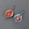 Natural Pink Sapphire Copper Multi Electroformed Art Deco Drop Dangle Earrings V-90