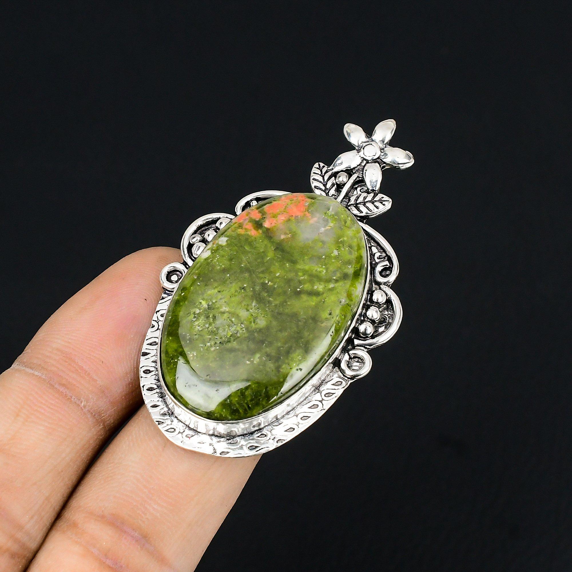 

Unakite Gemstone Daughter Promise Solitaire Flower Ring Size 6.5 Sterling Silver 6.5