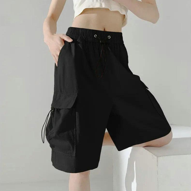 2024 New Cargo Women's Summer Shorts Casual Solid Color Girls Bermuda Shorts Knee Length Pants With Pockets