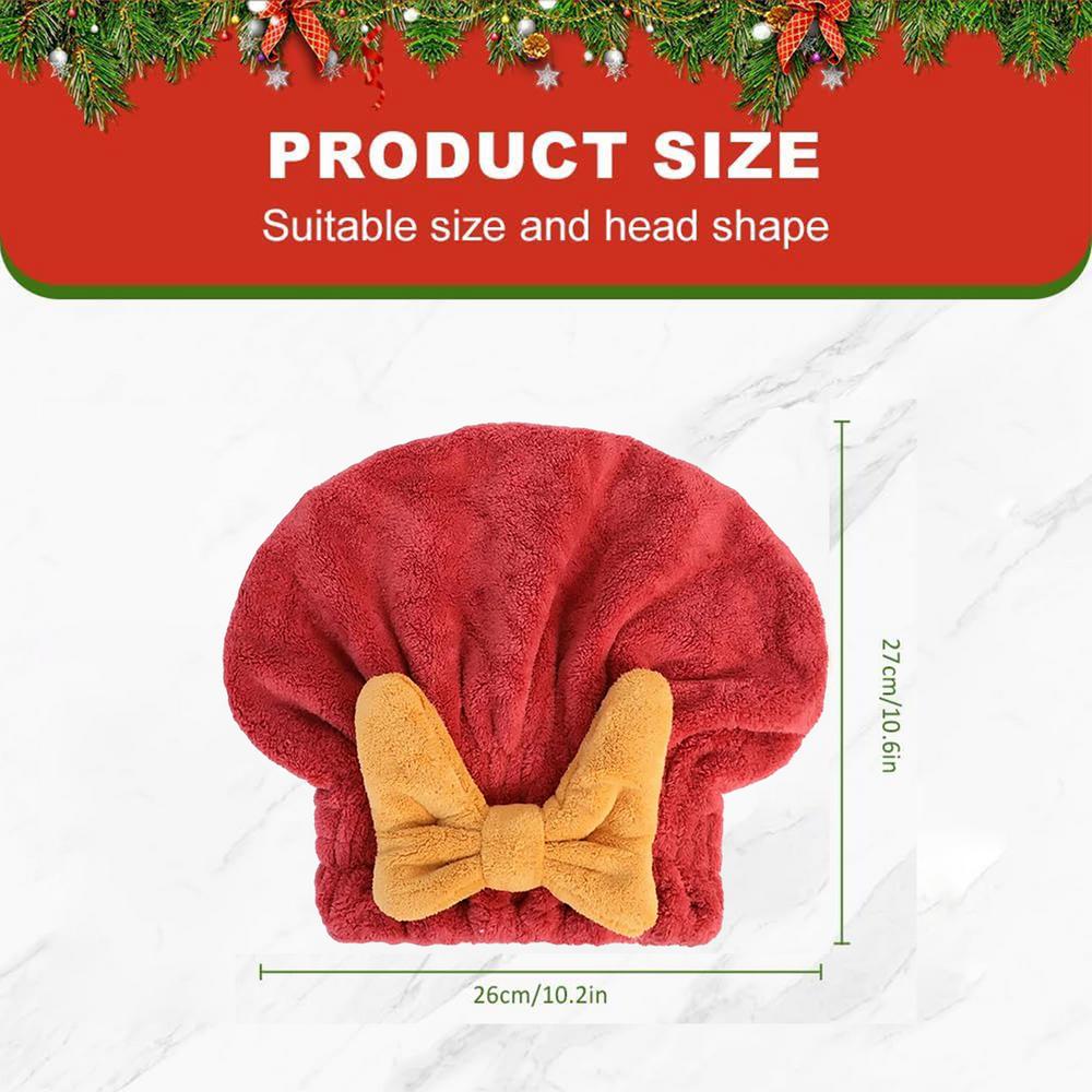 

1Pc Hair Drying Towels Head Wrap with Bow-Knot Shower Cap Hair Turban HairWrap Bath Cap for Curly Long Wet Hair Drying Hair вина червоного кольору
