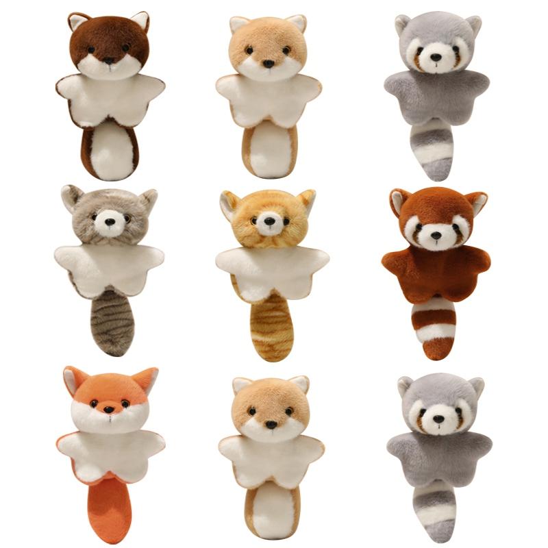 16cm Large Fluffy Tail Lovely Animals Stuffed Raccoon Cat Fox Palm Plush Soft Gifts