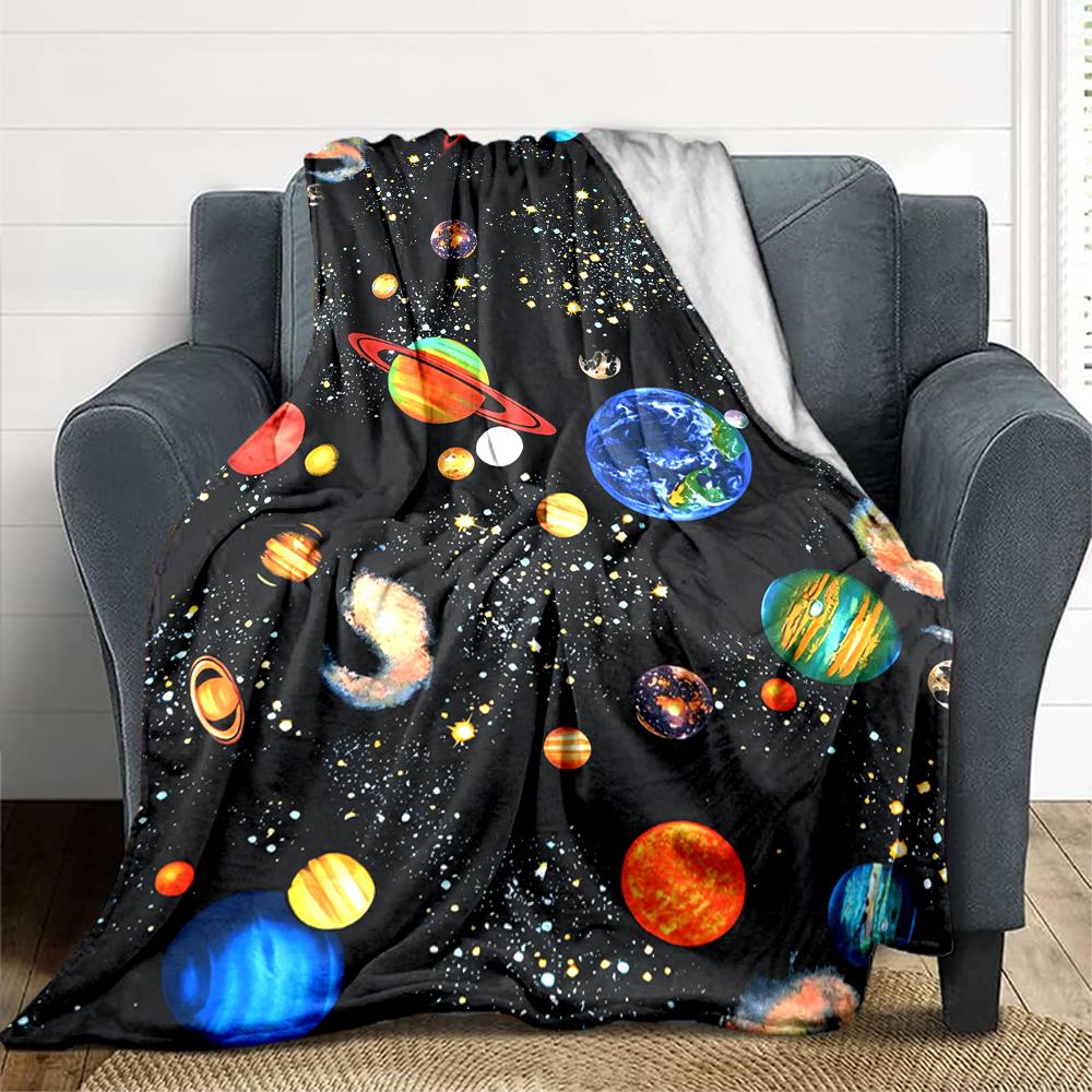 1Pc Cosmic Planetary Journey Blanket Soft And Comfortable Casual Warm Camping Travel Christmas Halloween Xmas Gift M92434