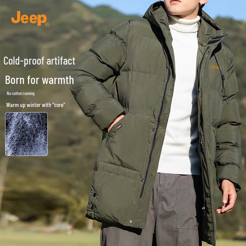 JEEP Men's Hooded Mid-Length Padded Winter Jacket