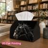 1pc, 2d Flat Printing, Tissue Box Elegant Black Horsehead Ribbon Pattern Printed Tissue Box, Suitable for Home Gatherings, Car Decorationr, Decorative