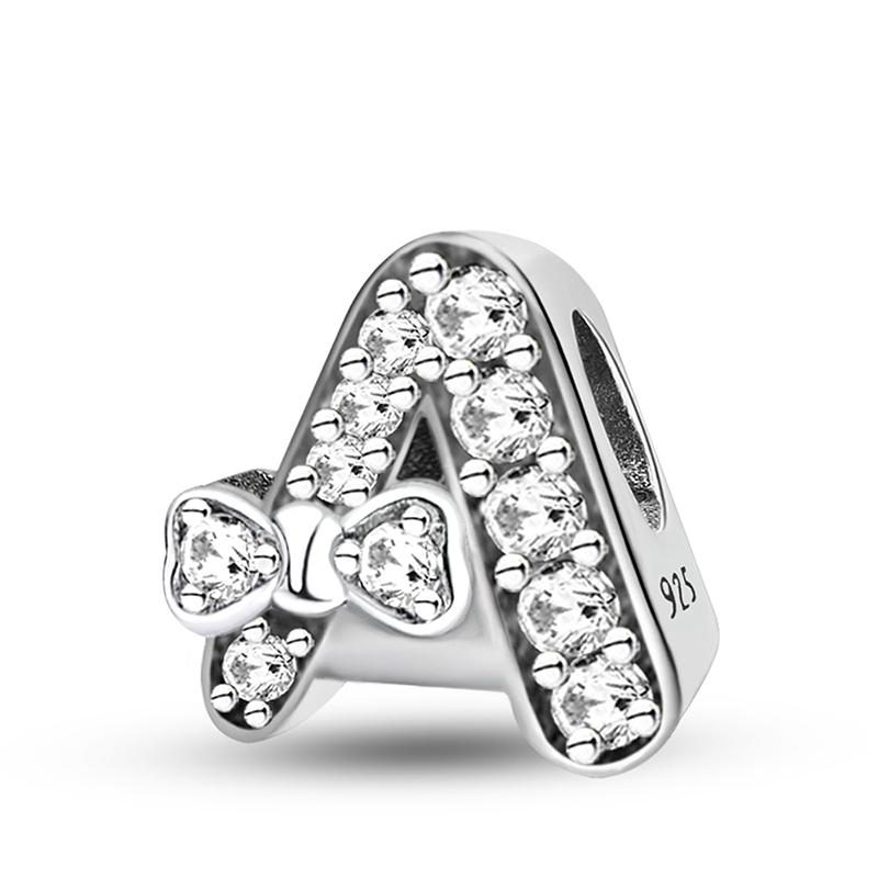 Copper Butterfly Knot Letter Series Zircon Charms Bead Fit Original Pan Bracelet Bangle Diy Jewelry For Women Gift