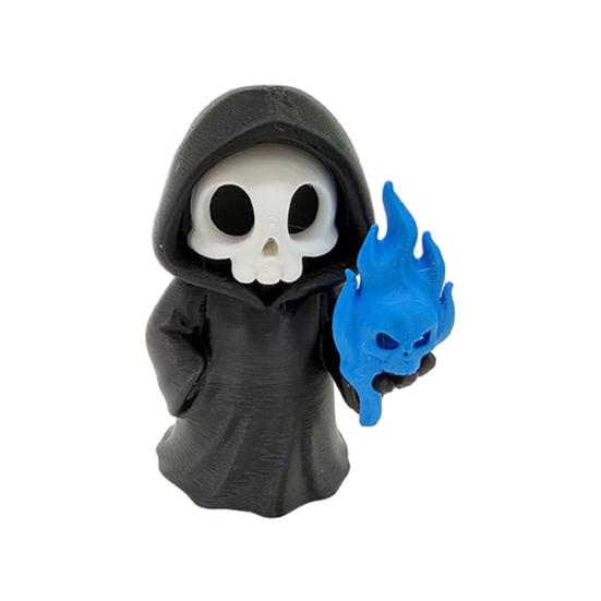 Mini Grim Reaper Statue, 3D Printed Halloween Skull Grim Reaper Figurine for Tabletop, Desk, Shelf Home Decor